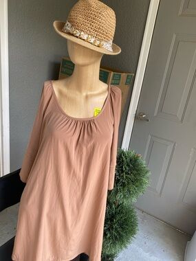 glam Dusty Peach Scoop-Neck Shift Dress